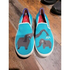 Rothy's Kids Sneaker Bath Time Elephant Print Fabric Slip On Shoes Boys Sz. 2